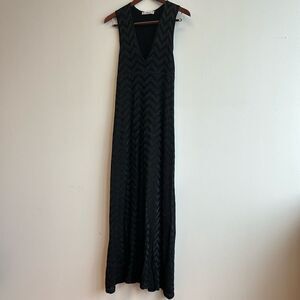Zara Black Metallic Stitching Maxi Dress in L